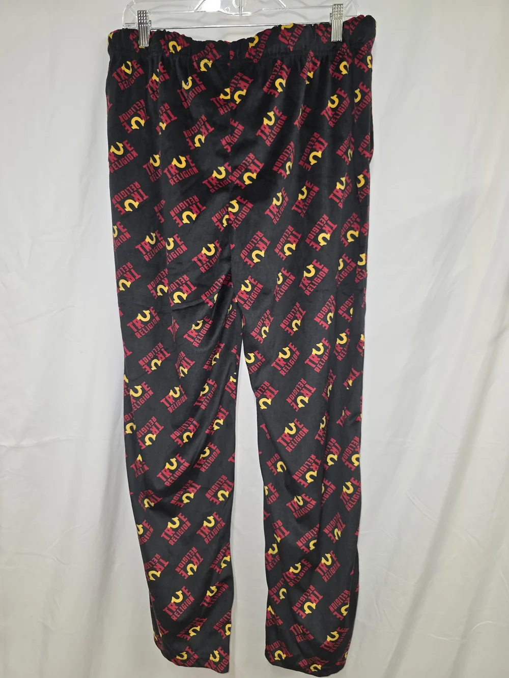 True Religion Black Sweatpants with Red and Yellow Logo Print